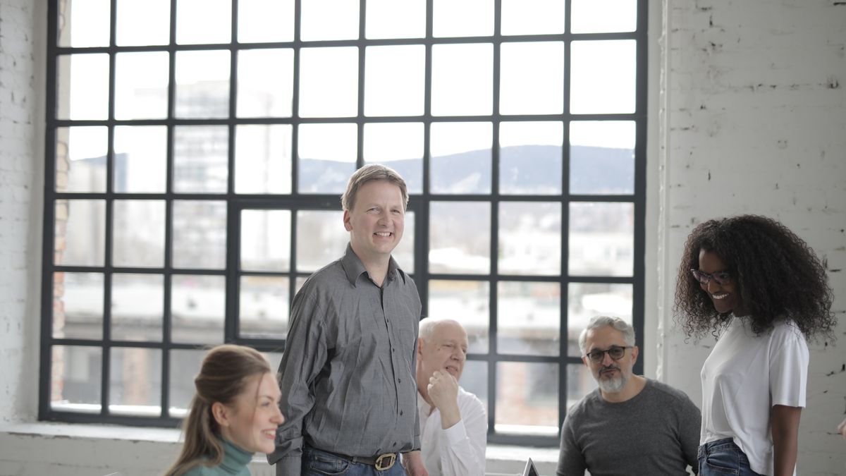 Smiling colleagues in an office