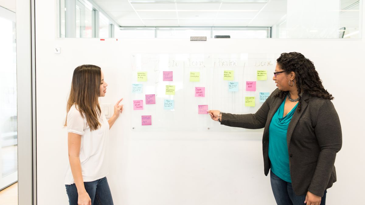 A team planning at a whiteboard
